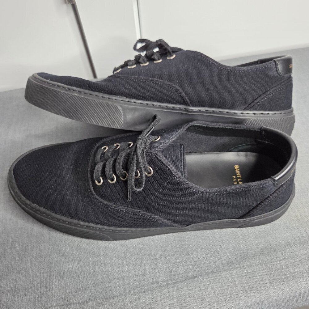Saint Laurent - Men's Venice Black Canvas Low Top Sneakers - NWOT Size EU45 - Picture 6 of 12